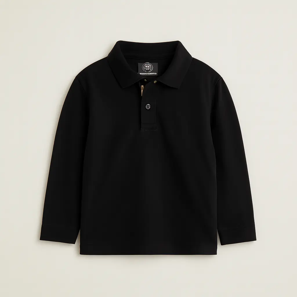 RollOver Boys Solid Black Polo