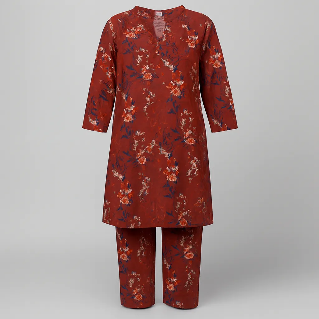 Nishat Printed Mahroon Suit