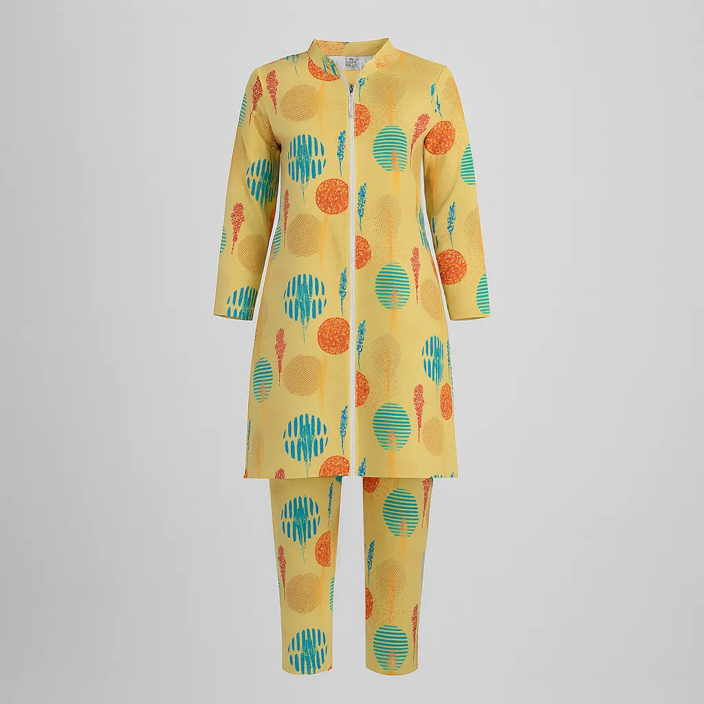 Nishat Printed Mustard Suit (S)