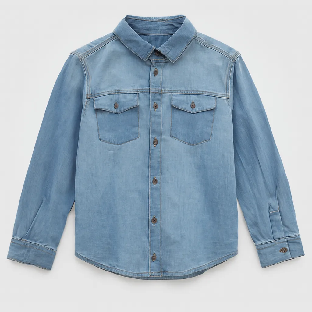 PepperLand  Boys Blue Denim Shirt