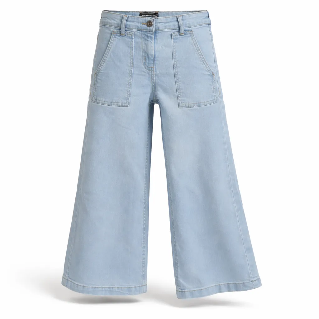 Rollover Light Blue Girls Wideleg Jeans (2-3Y)