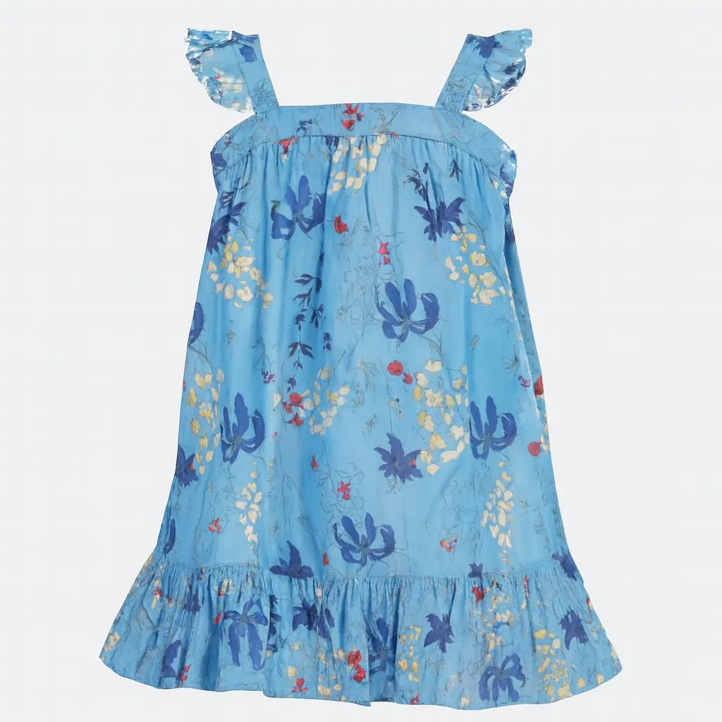 Rollover Girls Blue Flower Top