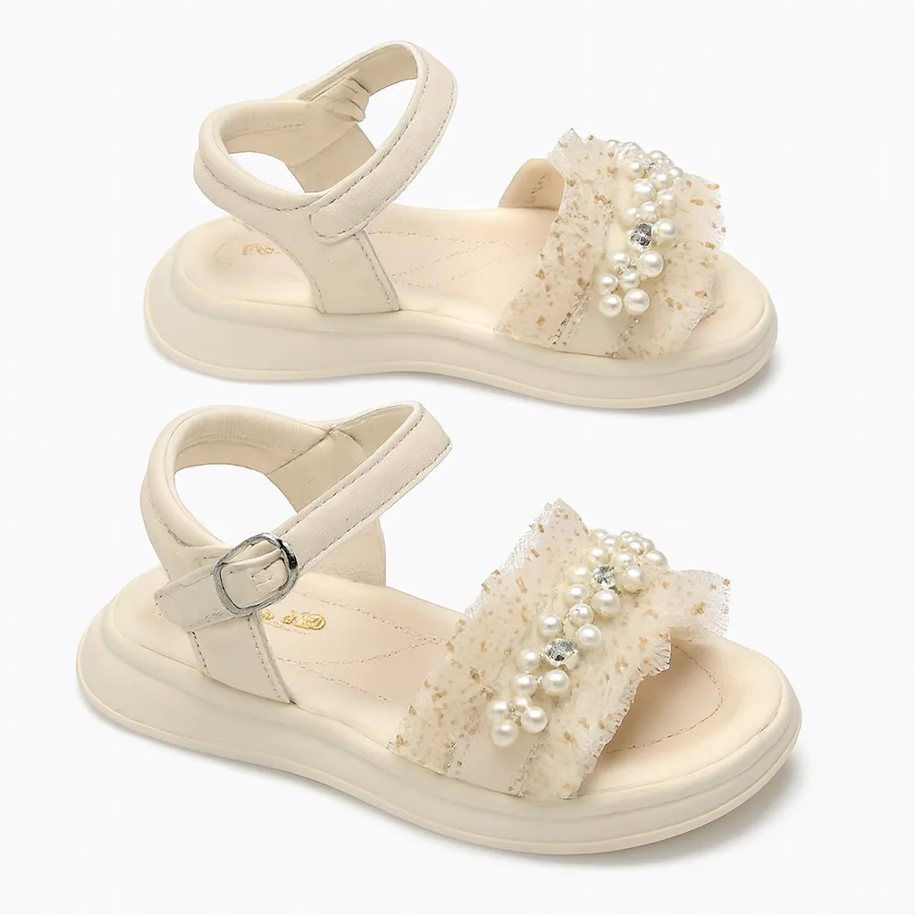 Girls Sandal Cream Peral