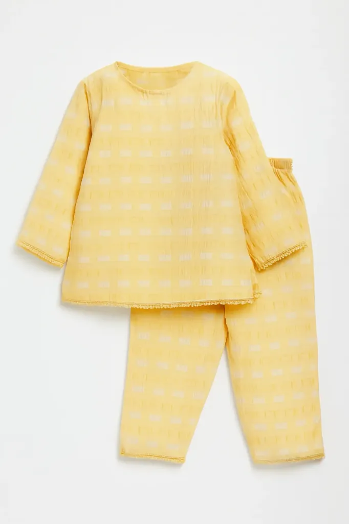 PepperLand Girls Yellow 2PC Suit (2-3Y)