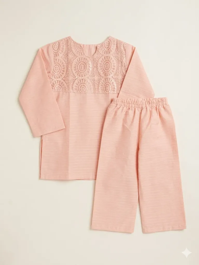 RollOver Girls EMB Peach Dress (3-4Y)
