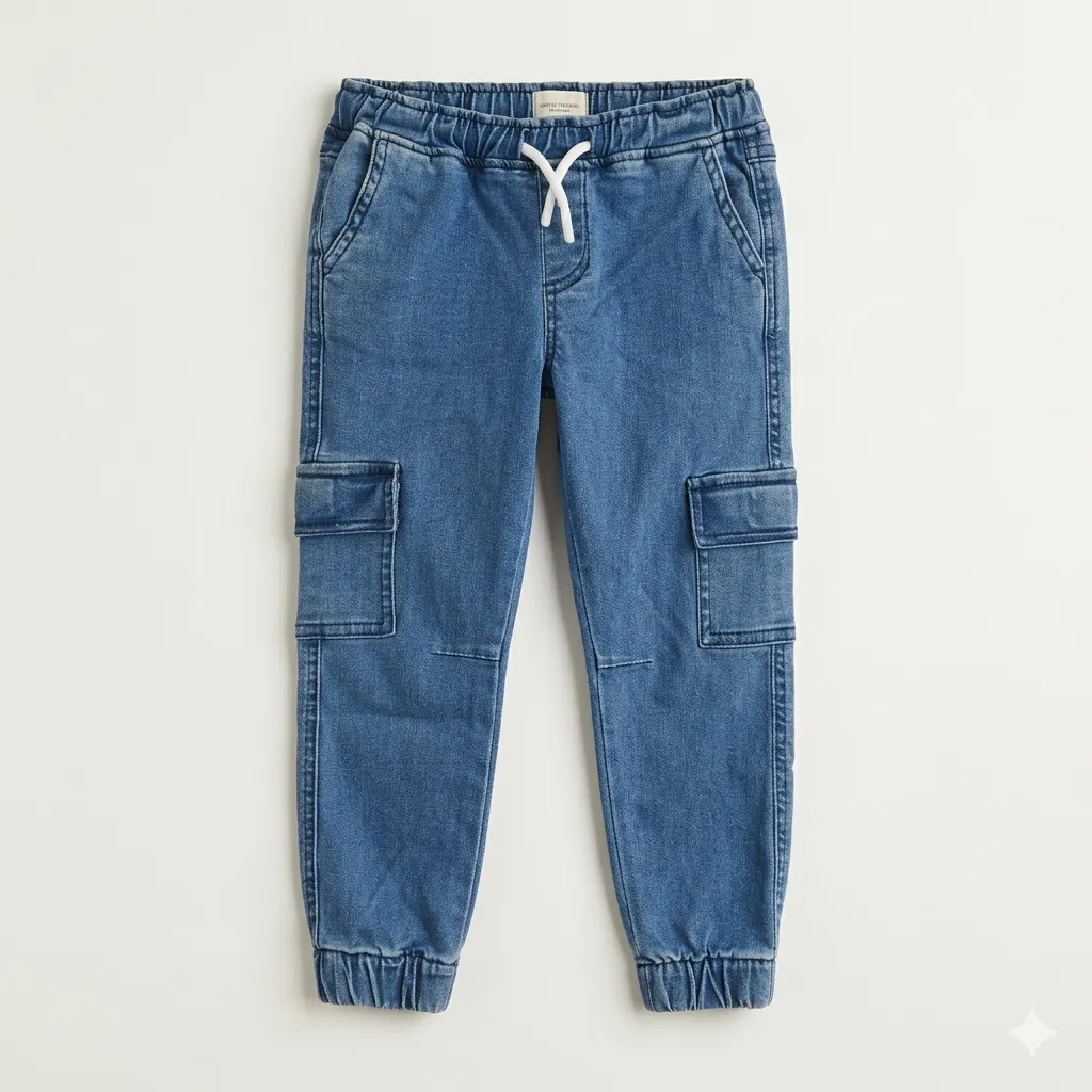 LeasureClub Blue Cargo Jeans (6-9M)