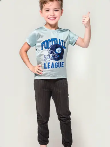 Rollover Light Blue Football T-Shirt