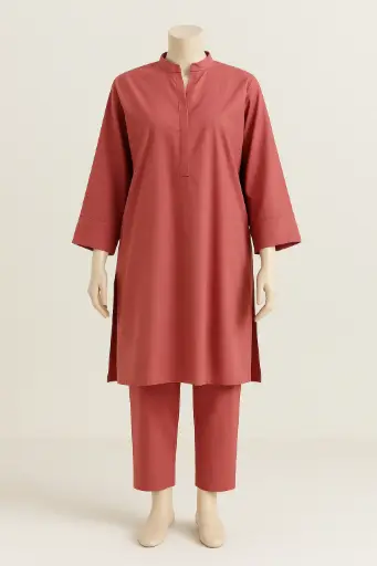 Cross Stitch Dark Peech 2Piece Suit