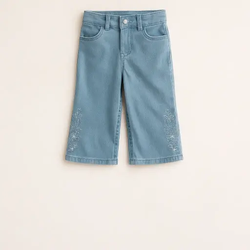 Essentia Iceblue EMB Wide Leg Jeans