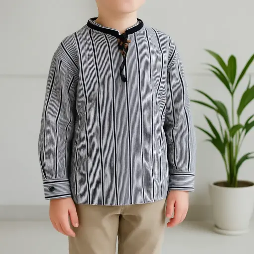 RollOver Grey Stripped Top