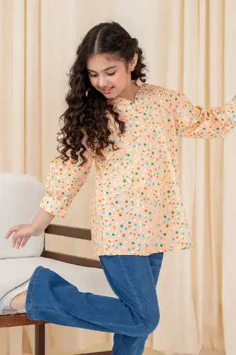 Rollover Peach Printed Top