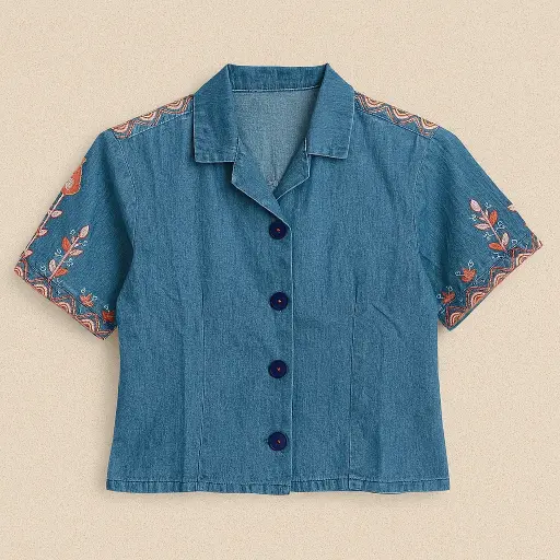 Rollover Blue Emb Top