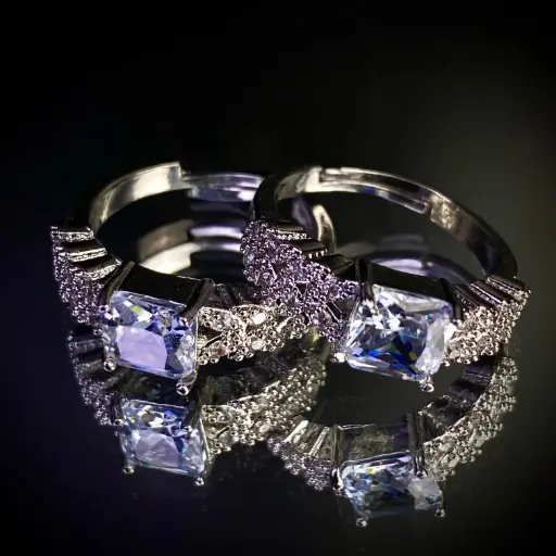 Fancy Crystal Adjustable Ring 