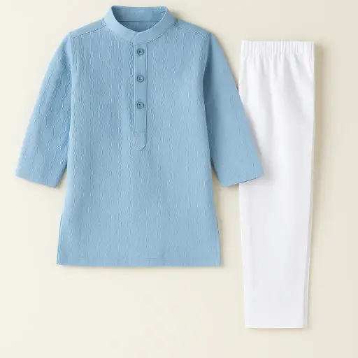 Boys Sky Blue Kurta Trouser