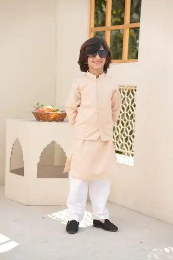 Boys Peach Kurta Trouser