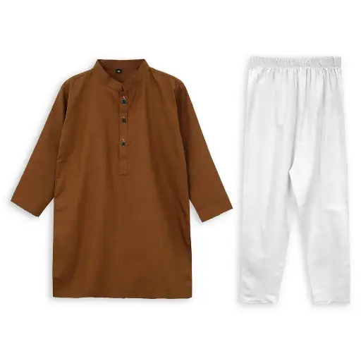 Boys Dark Brown Kurta Trouser